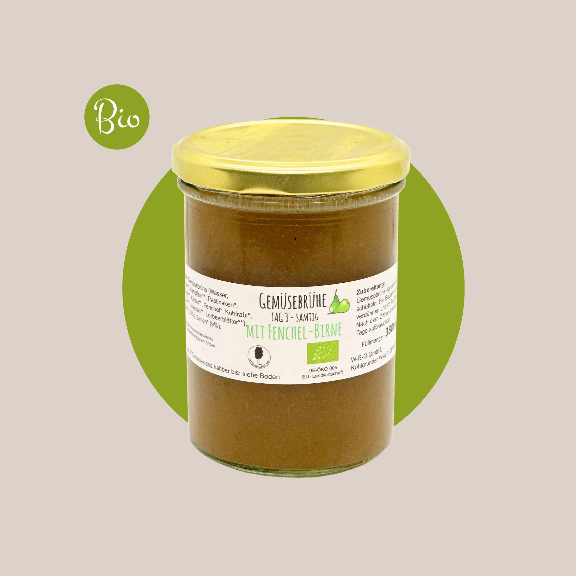 Bio Fastenbrühe: Gemüsebrühe mit Birne und Fenchel 380 ml