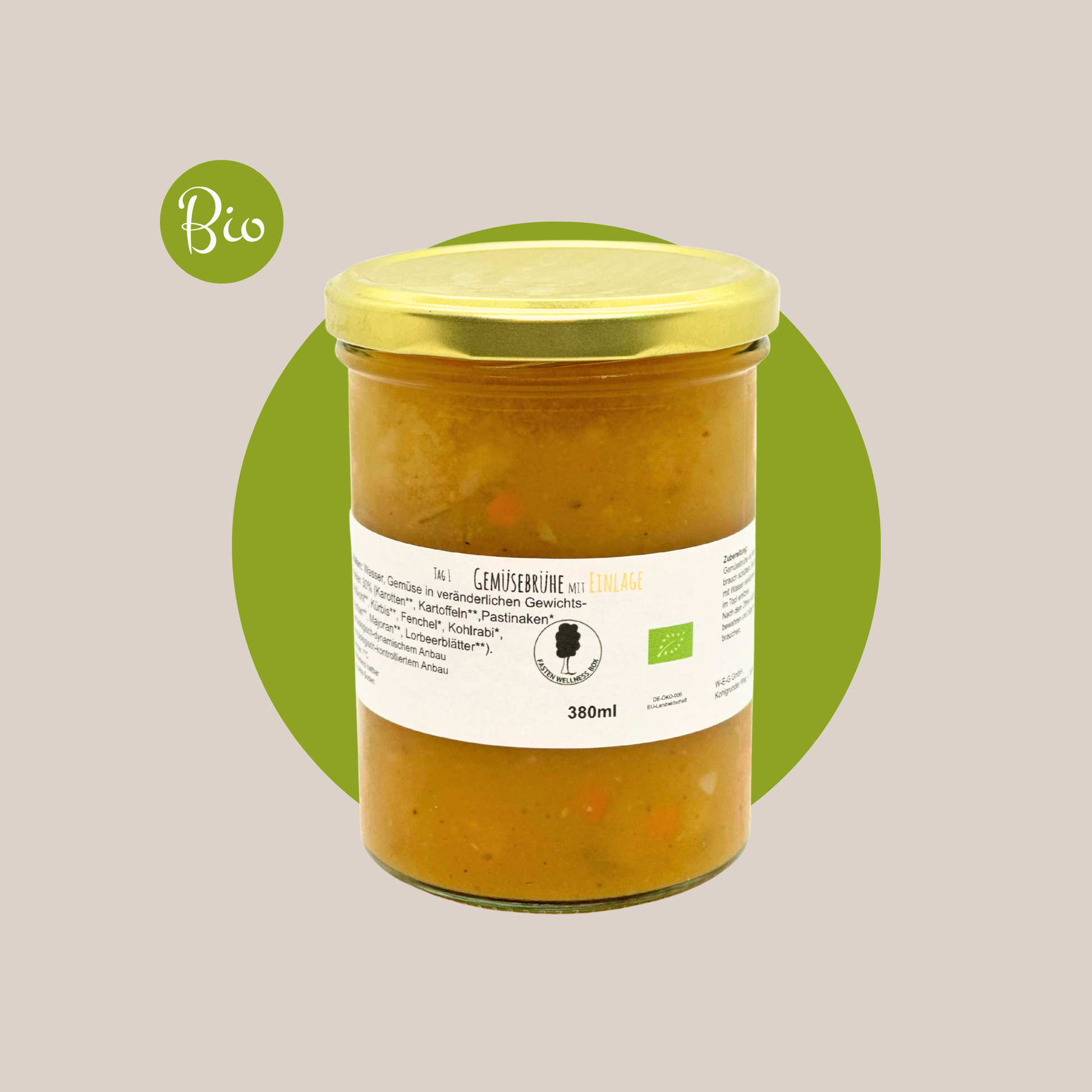 Bio Fastenbrühe: Gemüsebrühe mit Einlage 380 ml