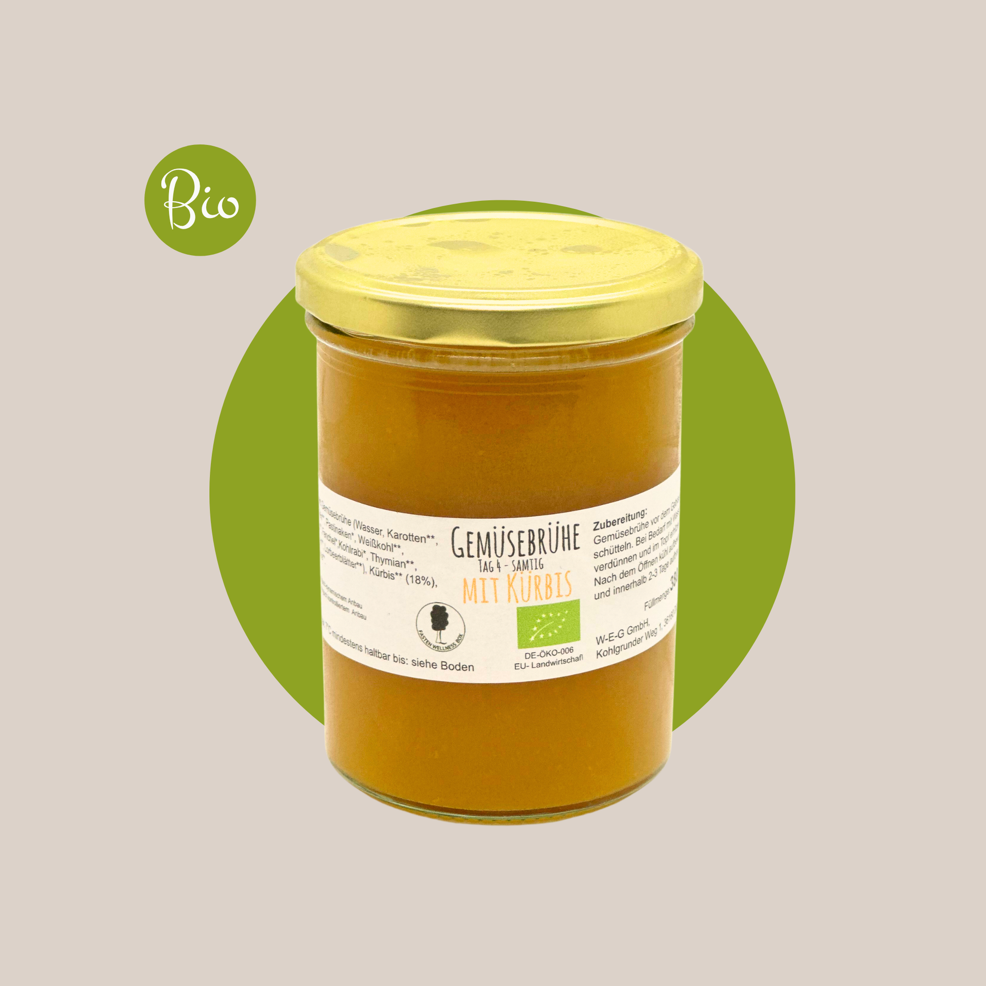 Bio Fastenbrühe: Gemüsebrühe mit Kürbis, 380 ml