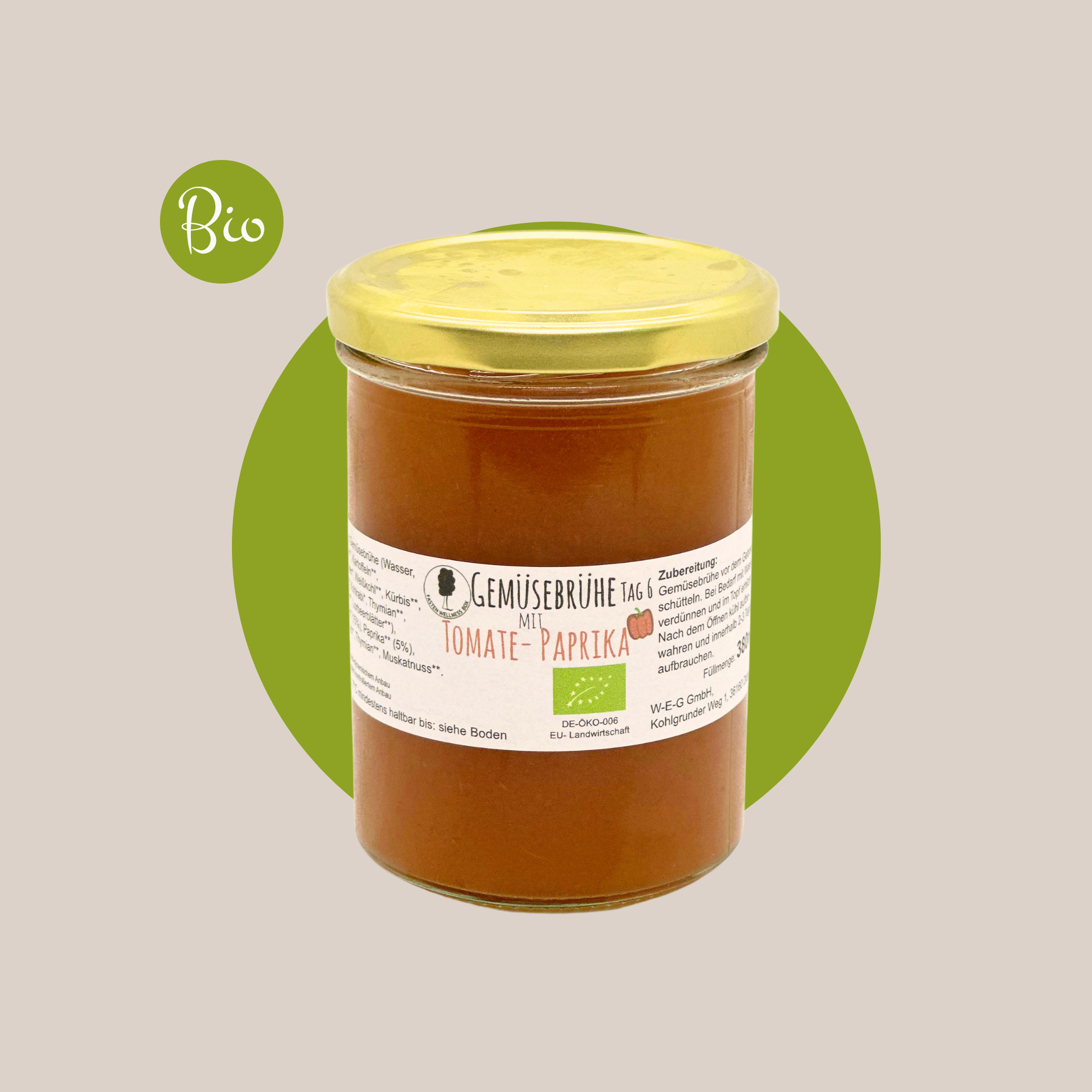 Bio Fastenbrühe: Gemüsebrühe mit Tomate-Paprika, 380 ml