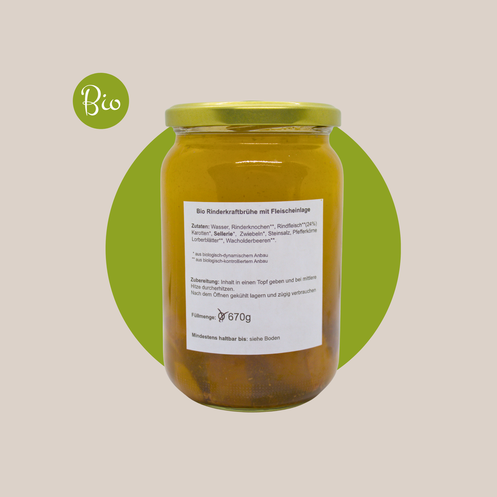 Bio-Rinderkraftbrühe mit Fleischeinlage