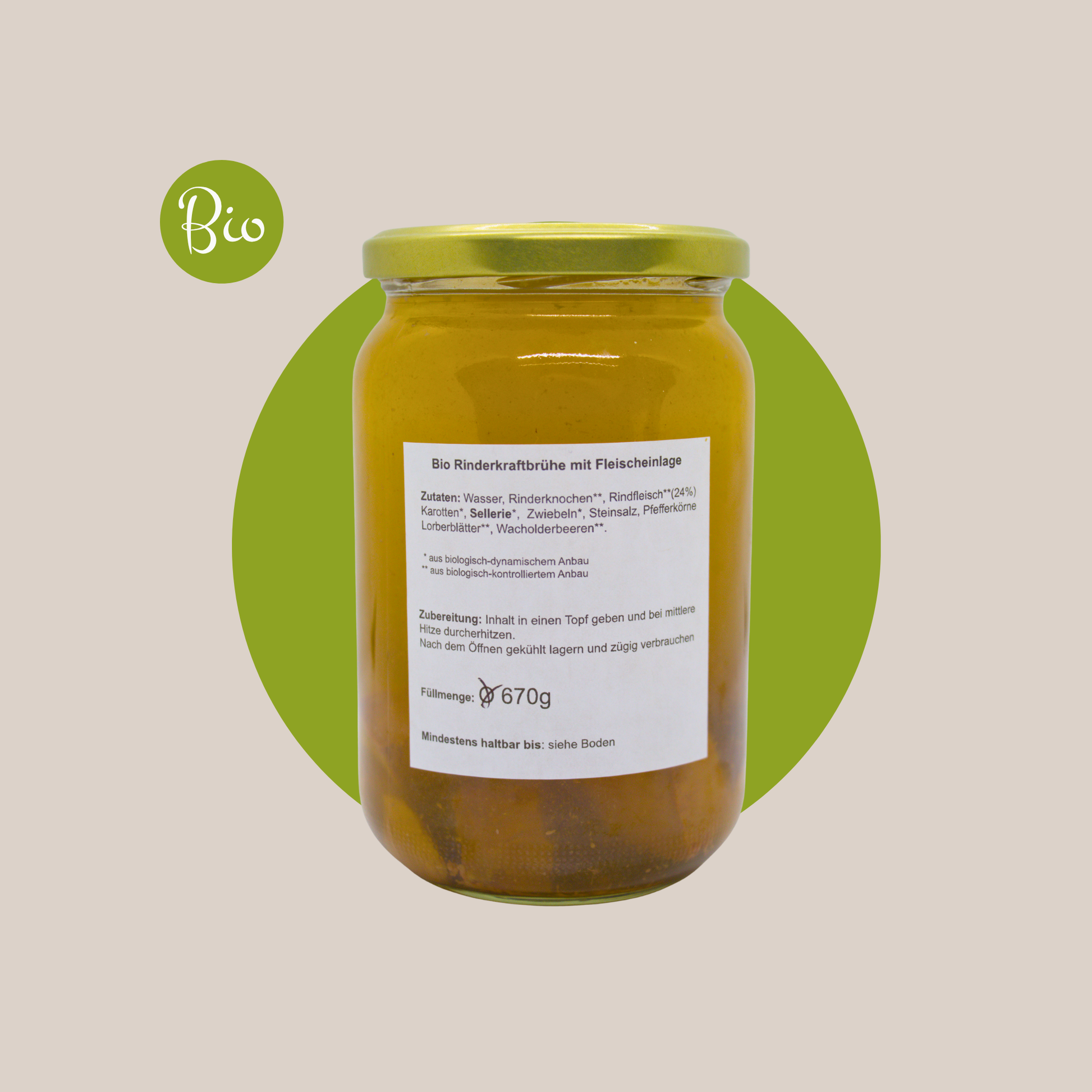 Bio-Rinderkraftbrühe mit Fleischeinlage