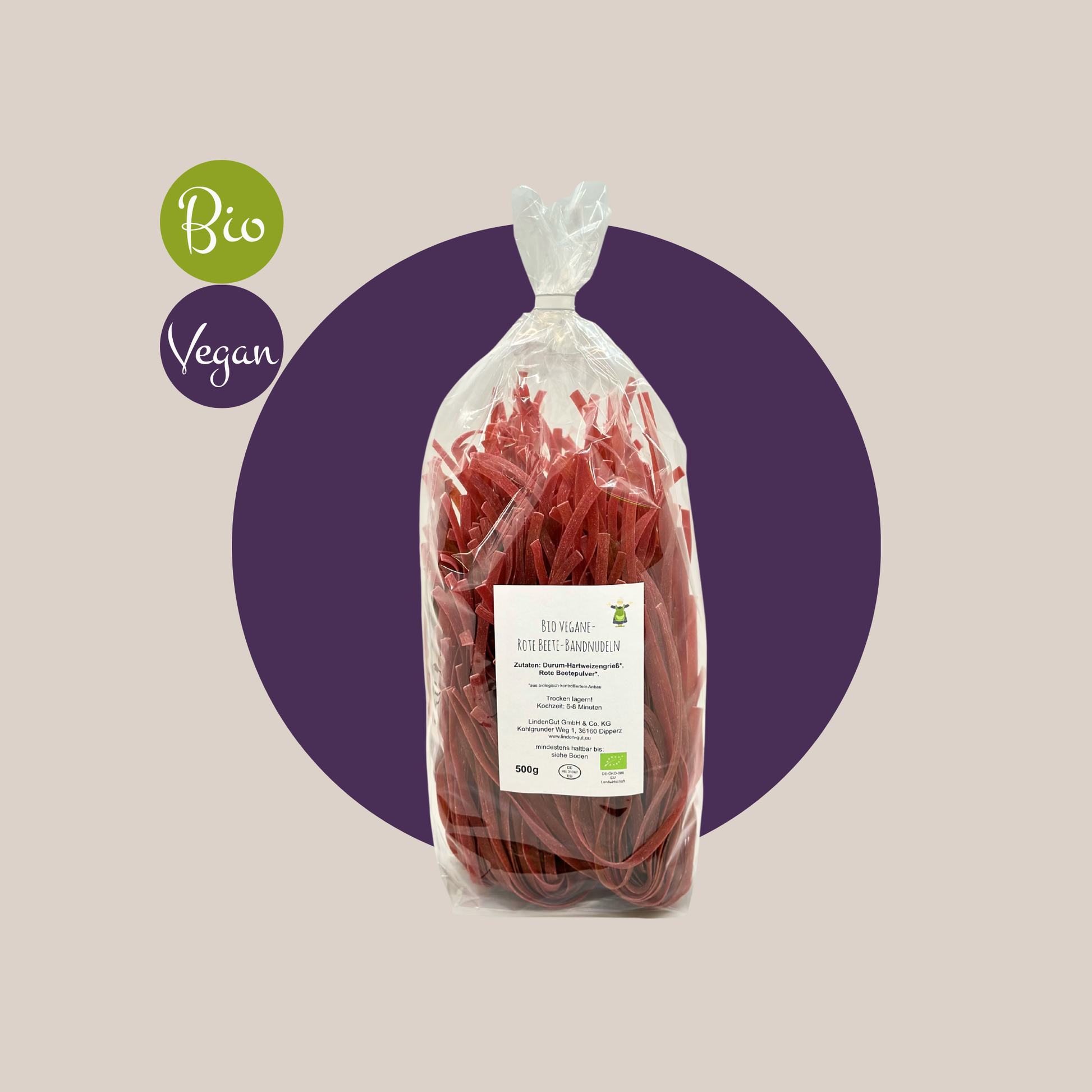 Bio Rote-Bete-Bandnudeln - vegan