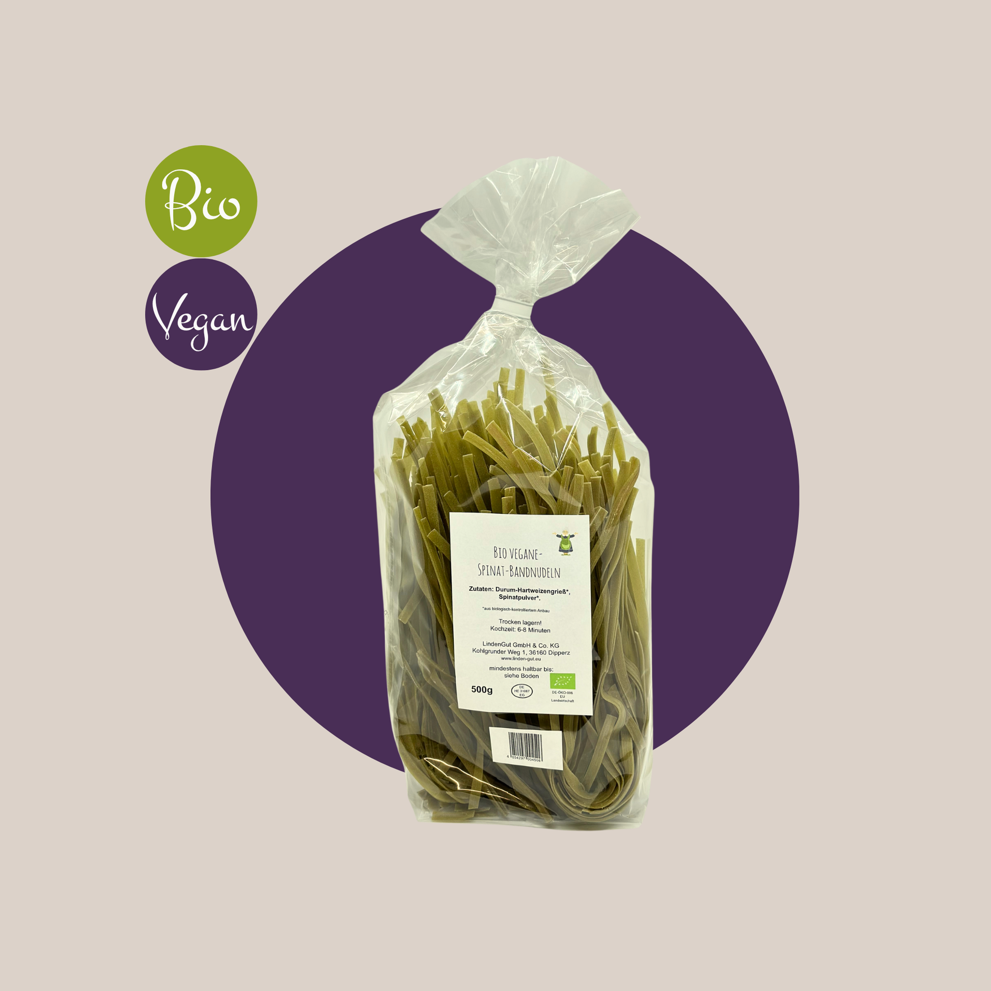 Bio Spinat-Bandnudeln - vegan