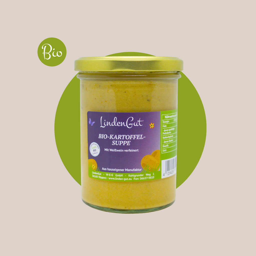 Bio Kartoffelsuppe mit Weißwein verfeinert