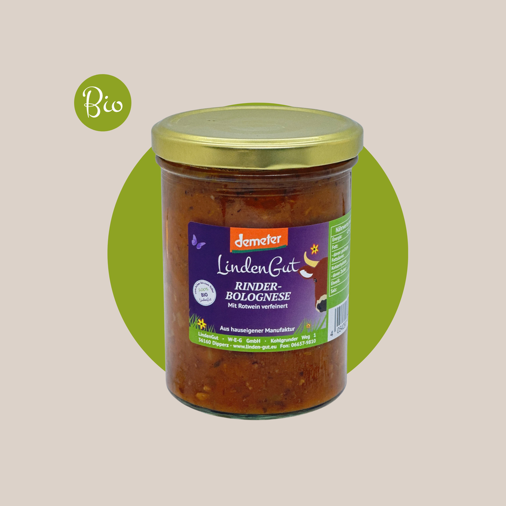 Bio Rinderbolognese mit Rotwein verfeinert