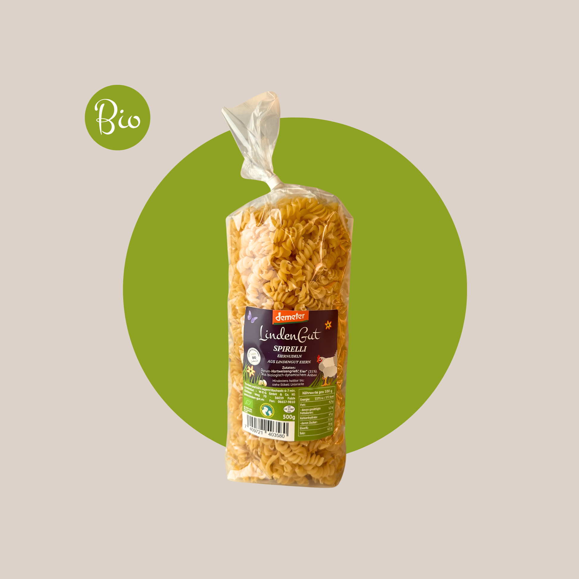 Bio Eiernudeln Spirelli (Demeter)