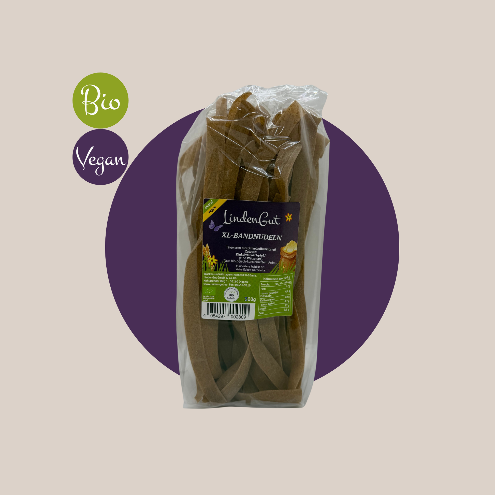 Bio XL-Bandnudeln Dinkel (Demeter) - vegan